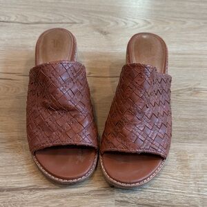 Frye Brown Woven Leather Mules - Women 7